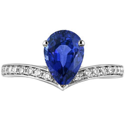 Solitaire met diamanten accenten Ring Enhancer Ceylon Sapphire 5 karaat