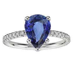 Solitaire met diamanten accenten Ring Sri Lankaanse saffier 5,50 karaat