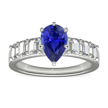 Afbeelding in Gallery-weergave laden, Solitaire met smaragdgroene diamantaccenten Ring blauwe saffier 2,50 karaat - harrychadent.nl
