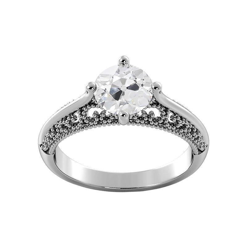 Solitaire oude geslepen ronde diamanten ring vintage stijl 1,75 karaat - harrychadent.nl