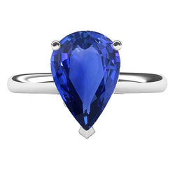 Solitaire peer Sri Lankaanse saffier ringtand set 3 karaat goud
