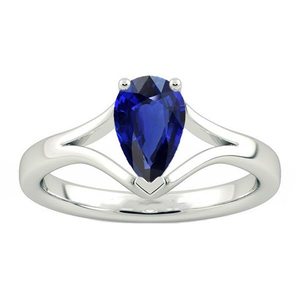 Solitaire peer blauwe saffier ring gespleten schacht 2,50 karaat - harrychadent.nl