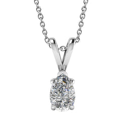 Solitaire peer diamanten dame ketting hanger 1,0 karaat witgoud 14K