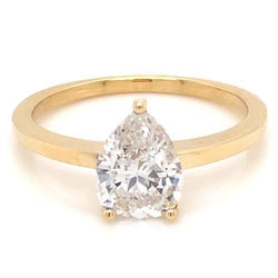 Solitaire peer diamanten verlovingsring 1,50 karaat geel goud 14K