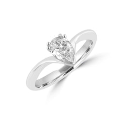 Solitaire Peervormig Geslepen 2 Karaat Natuurlijk uit de a aarde gewonnen Diamanten Verlovingsring
