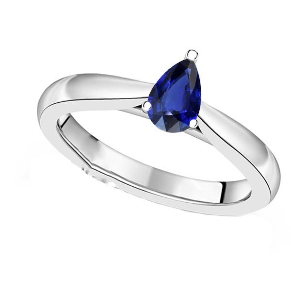 Solitaire peervormige blauwe saffier ring Teardrop stijl 1,50 karaat - harrychadent.nl