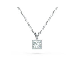 Solitaire prinses geslepen diamanten halsketting hanger 1,00 karaat bezel set