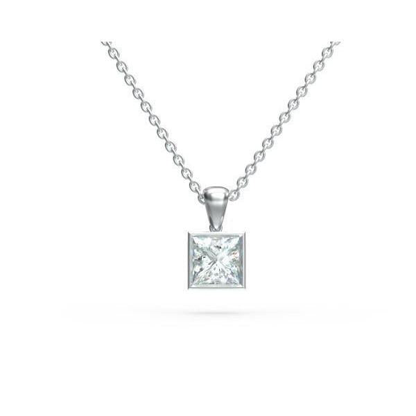 Solitaire prinses geslepen diamanten halsketting hanger 1,00 karaat bezel set - harrychadent.nl
