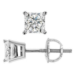 Solitaire prinses geslepen diamanten oorknopjes 1,70 karaat witgoud