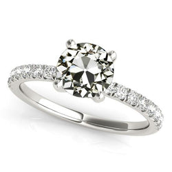 Solitaire ring met accenten Oude Mijn Geslepen Diamant 4 karaat goud