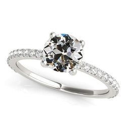 Solitaire ring met accenten oude mijn geslepen diamant 3,75 karaat effenen set