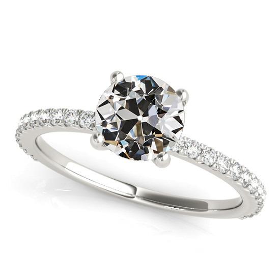 Solitaire ring met accenten oude mijn geslepen diamant 3,75 karaat effenen set - harrychadent.nl