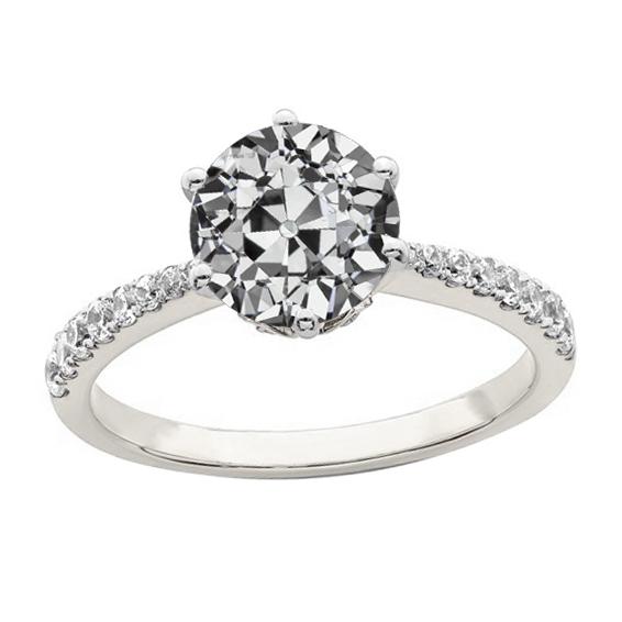 Solitaire ring met accenten ronde oude mijn geslepen diamant 3,25 karaat - harrychadent.nl