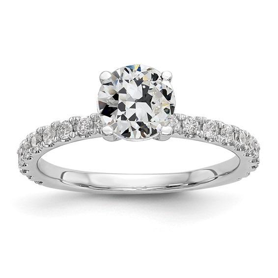 Solitaire ring met accenten ronde oude mijnwerker diamant 3 karaat - harrychadent.nl