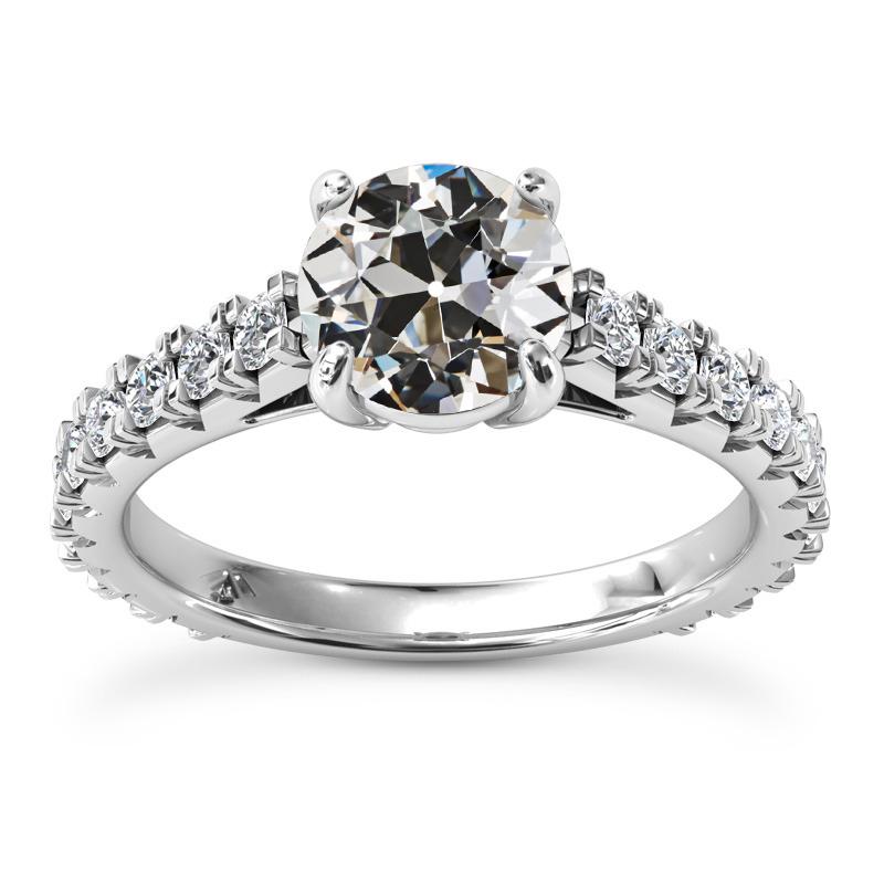 Solitaire ring met accenten ronde oude mijnwerker diamant 6,50 karaat - harrychadent.nl