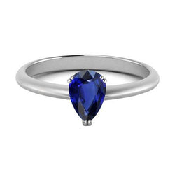 Solitaire ring met blauwe saffier voor dames, 1 karaat met dubbele tanden