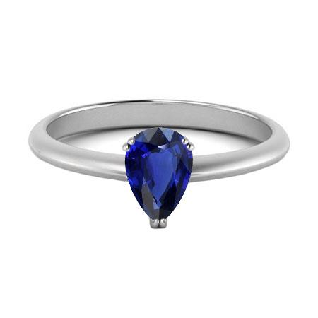 Solitaire ring met blauwe saffier voor dames, 1 karaat met dubbele tanden - harrychadent.nl