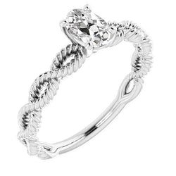 Solitaire ring oud geslepen ovale diamant gedraaid touw stijl 2,50 karaat