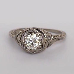 Solitaire ring oude mijn geslepen ronde diamant vintage stijl 1 karaat
