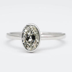 Solitaire ring ovale oude mijn geslepen diamanten ring set 14K goud 3 karaat