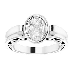 Solitaire ring ovale oude mijnwerker diamanten ring set 3,75 karaat goud 14k