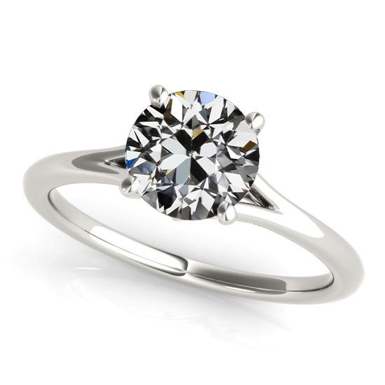 Solitaire ring ronde oude mijn geslepen diamant 14K goud 2 karaat - harrychadent.nl