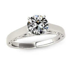 Solitaire ring ronde oude mijn geslepen diamant vintage stijl 2 karaat