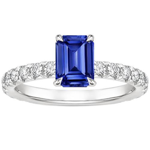 Solitaire ring voor dames met accenten blauwe saffier en diamant 4,50 karaat - harrychadent.nl