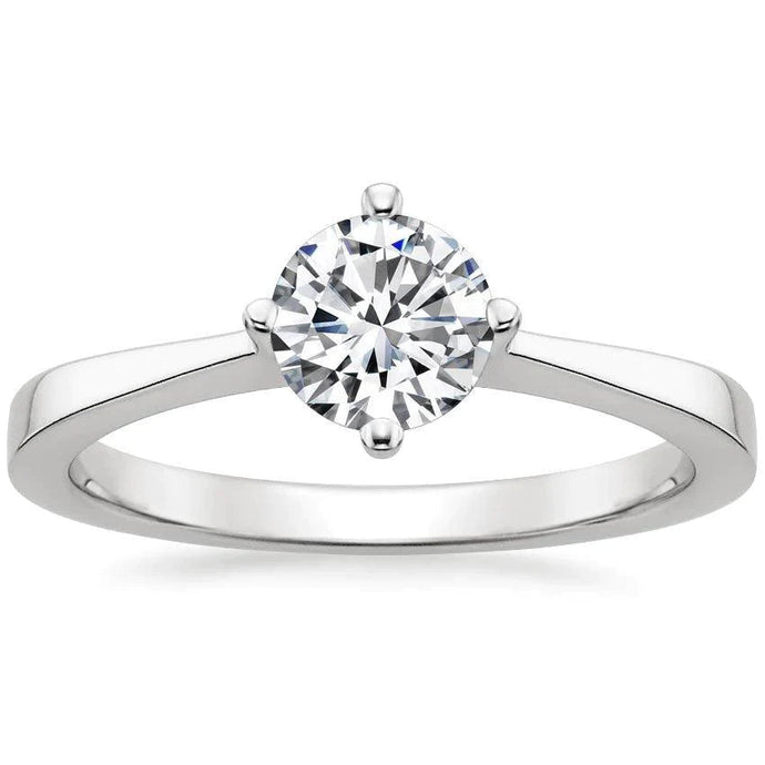Solitaire rond geslepen diamanten trouwring 1 karaat 4 tanden
