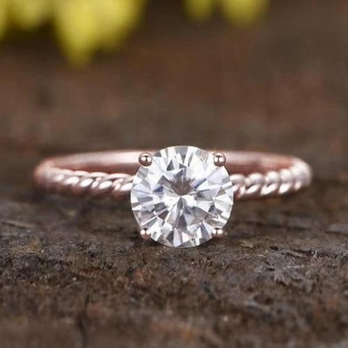 Solitaire ronde 1.50 karaat diamanten verlovingsring 14K Rose Gold - harrychadent.nl