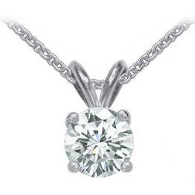 Solitaire ronde diamanten halsketting hanger met ketting 1,0 karaat WG 14K - harrychadent.nl