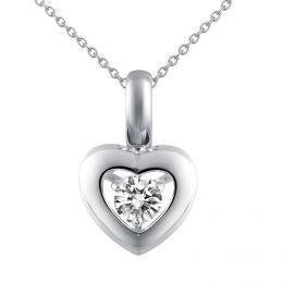 Solitaire ronde diamanten hartvorm hanger 0.50 ct witgoud 14K - harrychadent.nl