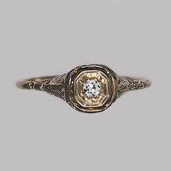 Solitaire ronde diamanten ring oude Europese vintage stijl 0,25 karaat