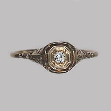 Afbeelding in Gallery-weergave laden, Solitaire ronde diamanten ring oude Europese vintage stijl 0,25 karaat - harrychadent.nl
