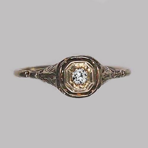 Solitaire ronde diamanten ring oude Europese vintage stijl 0,25 karaat - harrychadent.nl