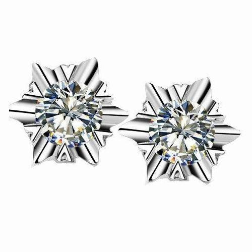 Solitaire ronde geslepen diamanten oorbel 2.0 karaat witgoud 14K - harrychadent.nl