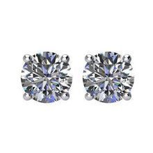 Afbeelding in Gallery-weergave laden, Solitaire ronde geslepen diamanten oorknopjes paar wit goud - harrychadent.nl
