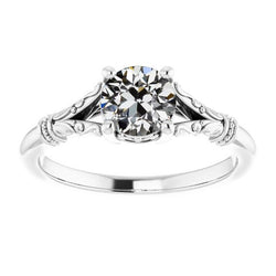 Solitaire ronde oude geslepen diamanten ring vintage stijl 1,50 karaat