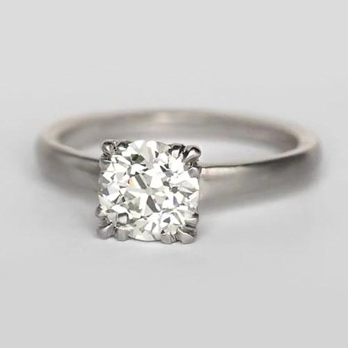 Solitaire ronde oude mijn geslepen diamanten ring Triple Prong 1,75 karaat - harrychadent.nl
