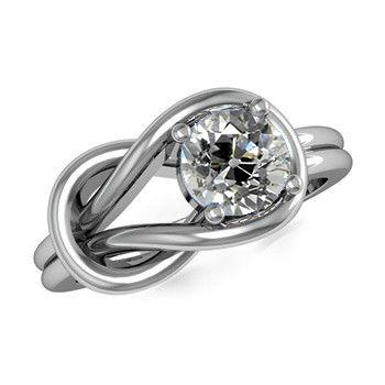 Solitaire ronde oude mijnwerker diamanten ring liefde knoop stijl 1 karaat - harrychadent.nl