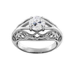 Solitaire ronde oude mijnwerker diamanten ring vintage stijl gespleten schacht 1,75 karaat