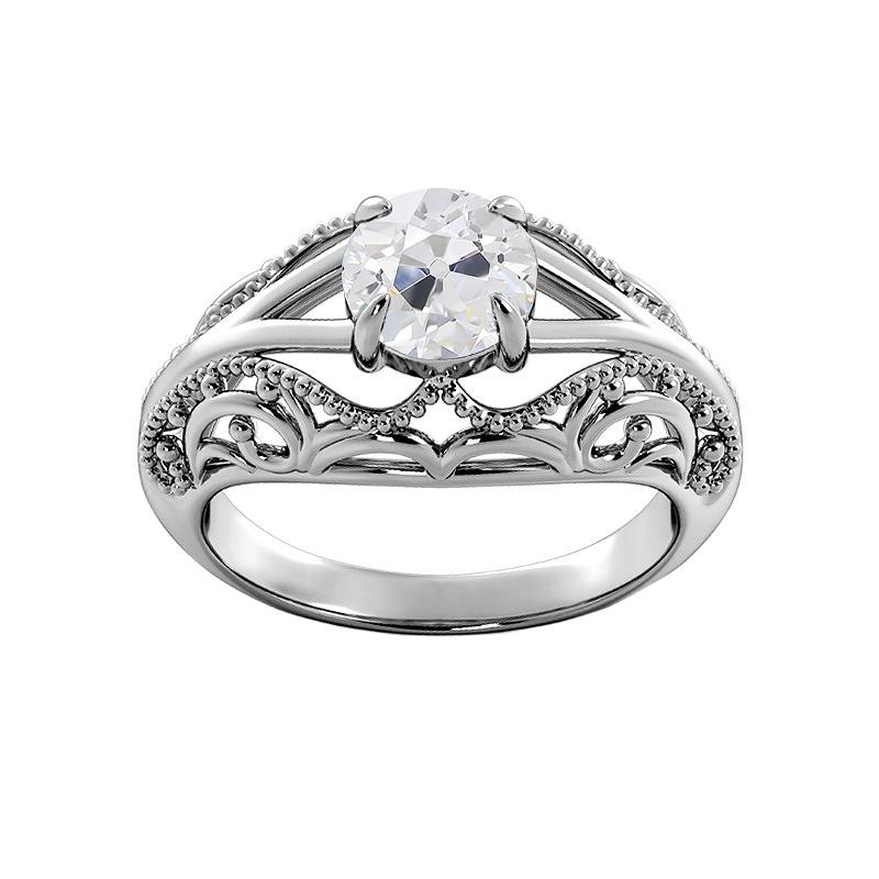 Solitaire ronde oude mijnwerker diamanten ring vintage stijl gespleten schacht 1,75 karaat - harrychadent.nl