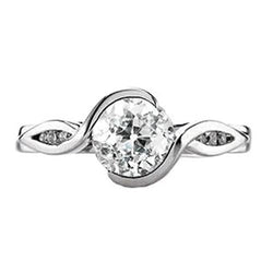 Solitaire ronde ring oude mijn geslepen diamant gedraaide stijl 1,25 karaat