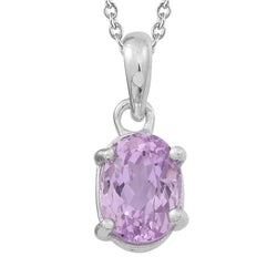 Solitaire roze ovaal geslepen Kunziet hanger wit goud 14K 16 karaat