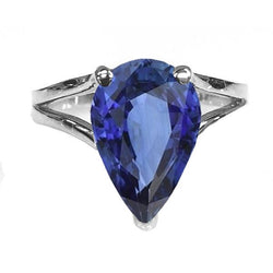 Solitaire trouwring blauwe saffier gespleten schacht 3 karaat sieraden
