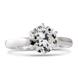 Solitaire voor dames ronde oude geslepen diamanten ring dikke schacht 2,50 karaat