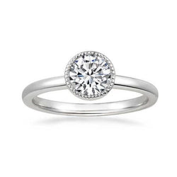 Solitaire 1 Karaat Ronde Echt Diamanten Verlovingsring Wit Goud 14K