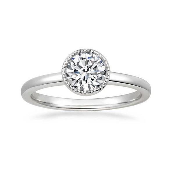 Solitaire 1 Karaat Ronde Echt Diamanten Verlovingsring Wit Goud 14K