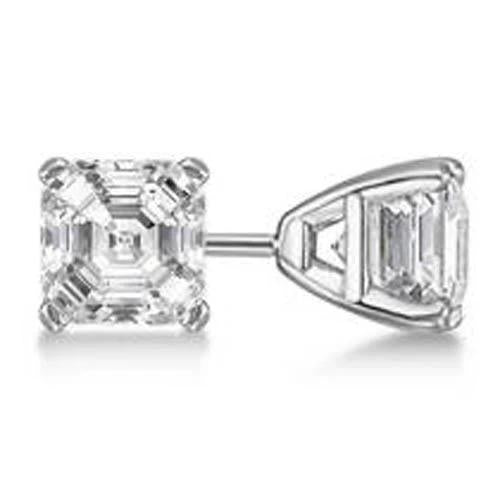 Solitaire Asscher Geslepen Echt Diamanten Oorknopjes Set 2 Karaats WG 14K