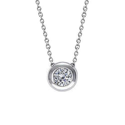 Solitaire Bezel Set Echt Diamanten Dames Ketting Hanger 0.75 Carat WG 14K